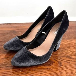 Velvety block heels